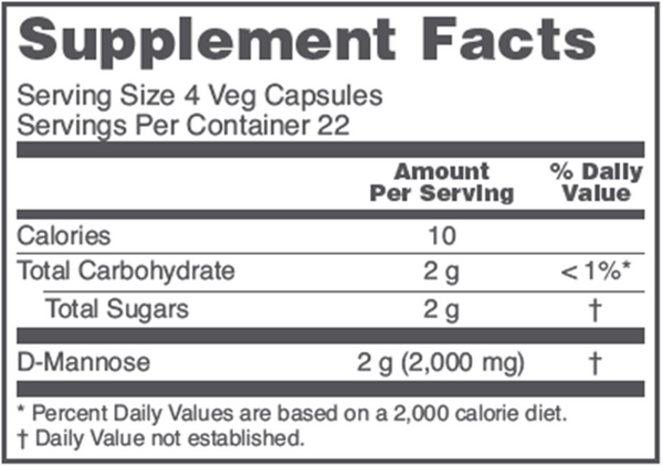 D-Mannose 500 mg Supplement Facts Label