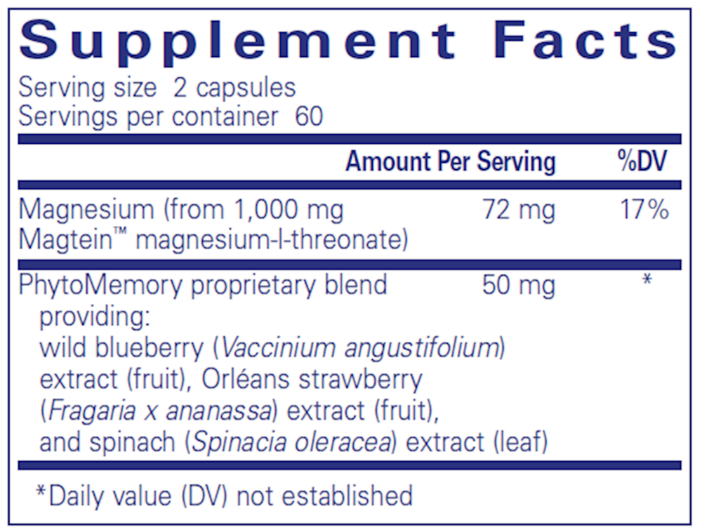 CogniMag Supplement Facts Label