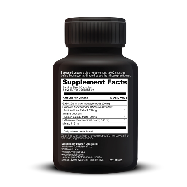 Sleep Benefits Supplement Facts Label