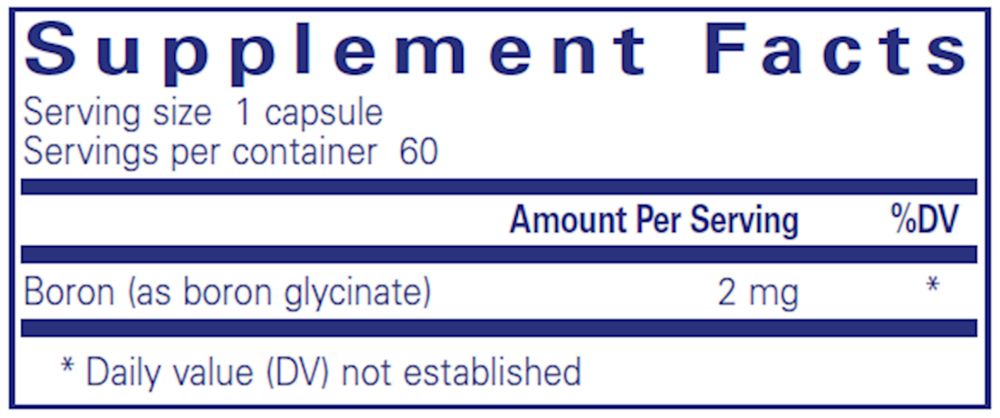 Boron (glycinate) Supplement Facts Label