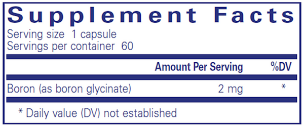 Boron (glycinate) Supplement Facts Label