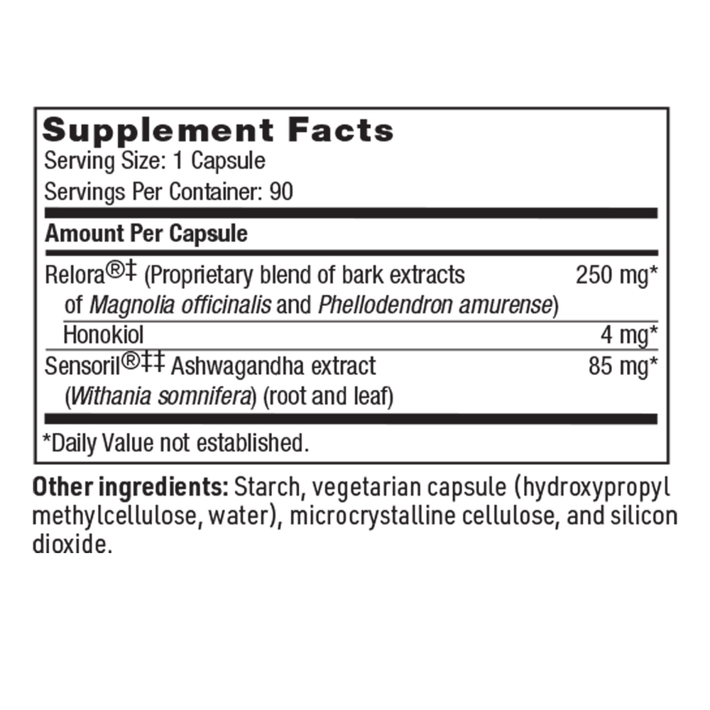Calm Support Supplement Facts Label