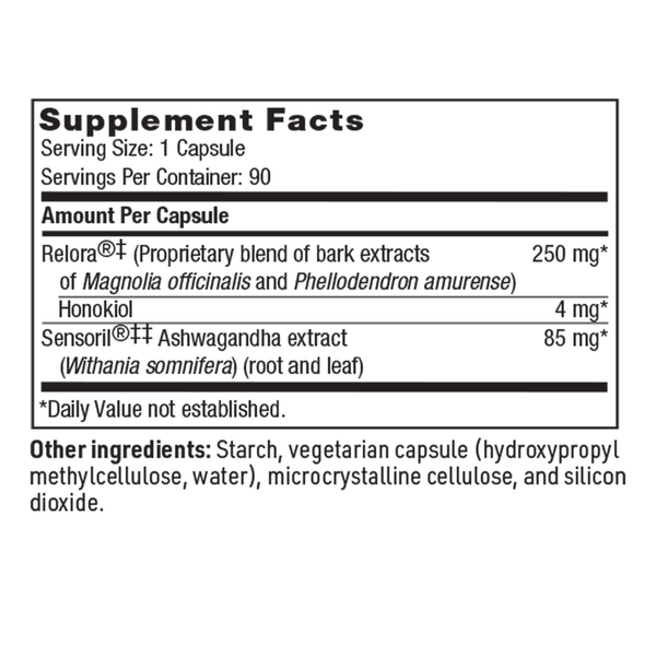 Calm Support Supplement Facts Label
