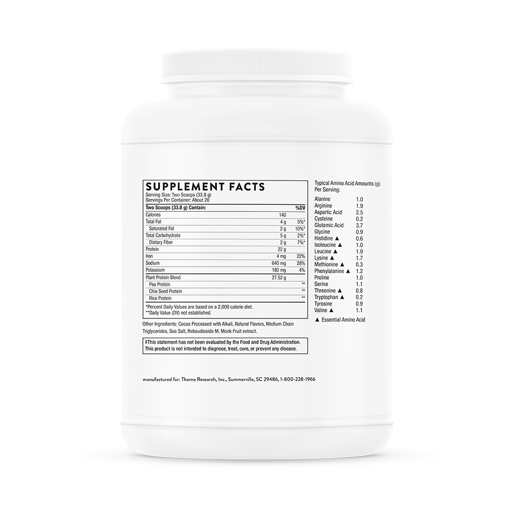 Plant Protein - Chocolate Supplement Facts Label