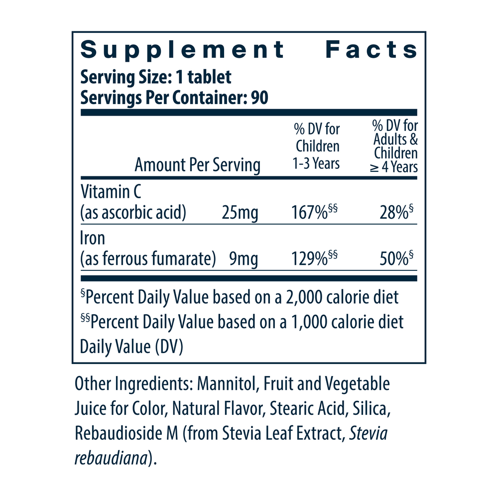 Kids Iron Invincibles Supplement Facts Label