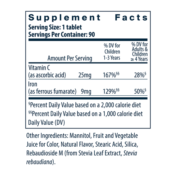 Kids Iron Invincibles Supplement Facts Label