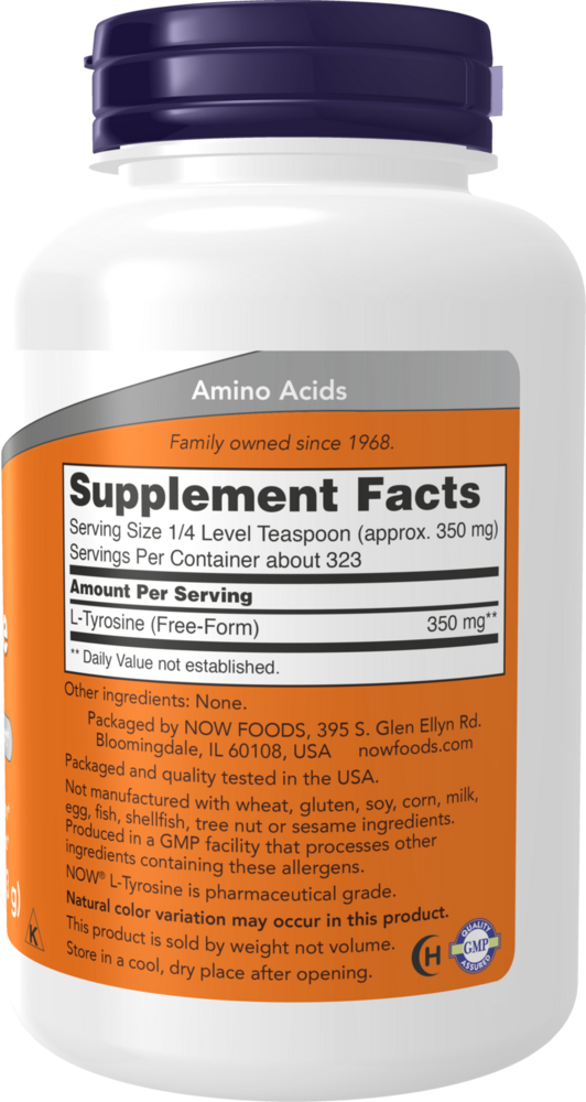 L-Tyrosine Powder Supplement Facts Label
