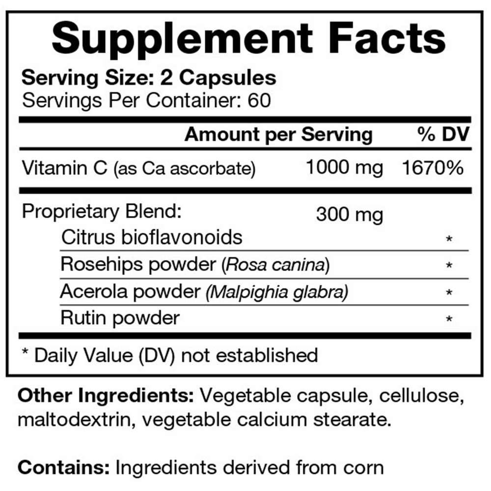 Bioflavonoid C Complex Supplement Facts Label