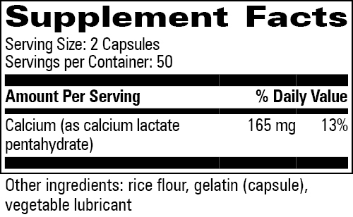 Calcium Lactate 115 mg Supplement Facts Label