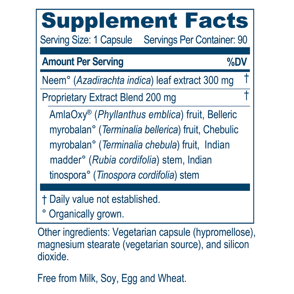 Neem Plus Supplement Facts Label