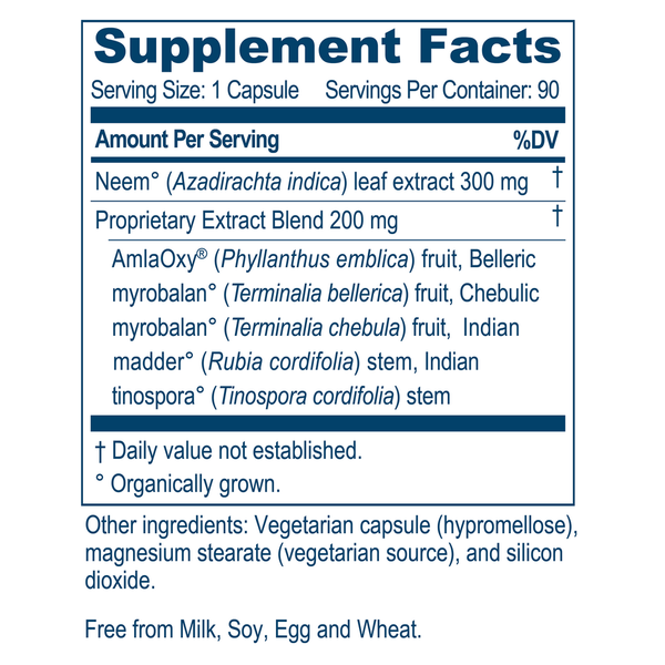 Neem Plus Supplement Facts Label