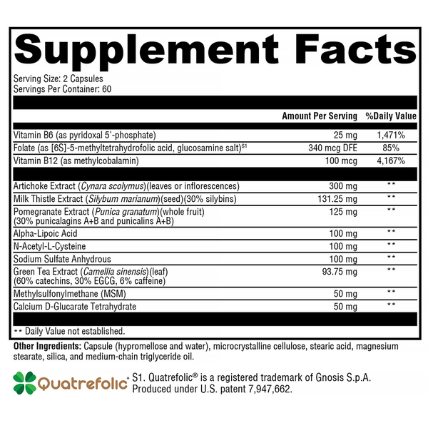 MedCaps DPO™ Supplement Facts Label