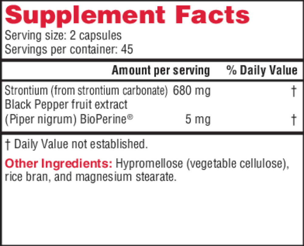 BioStrong Supplement Facts Label
