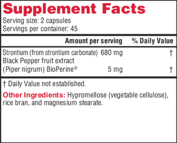 BioStrong Supplement Facts Label