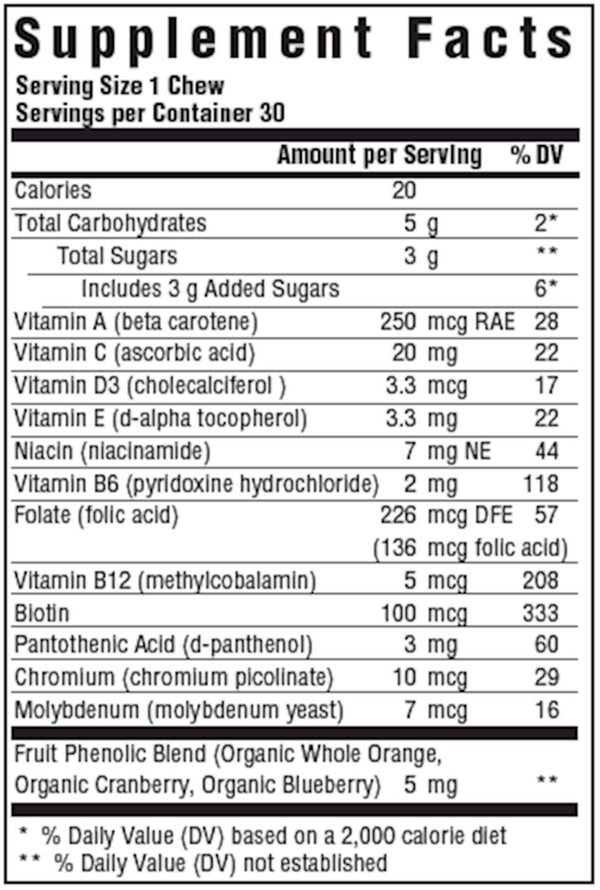 Kids Multivitamin Soft Chew Grape Flavor Supplement Facts Label