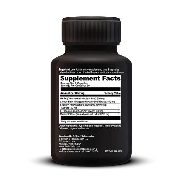 Sleep Benefits - Melatonin Free Supplement Facts Label