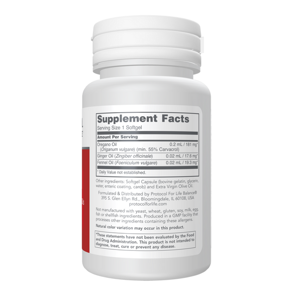 Oregano Oil Supplement Facts Label
