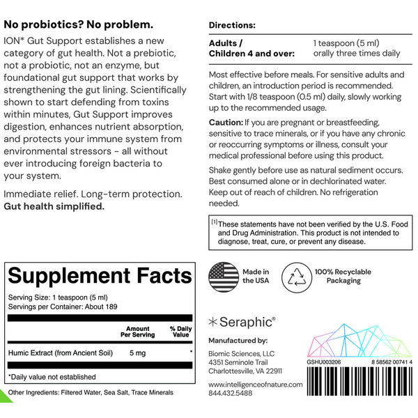 ION* Gut Support Supplement Facts Label