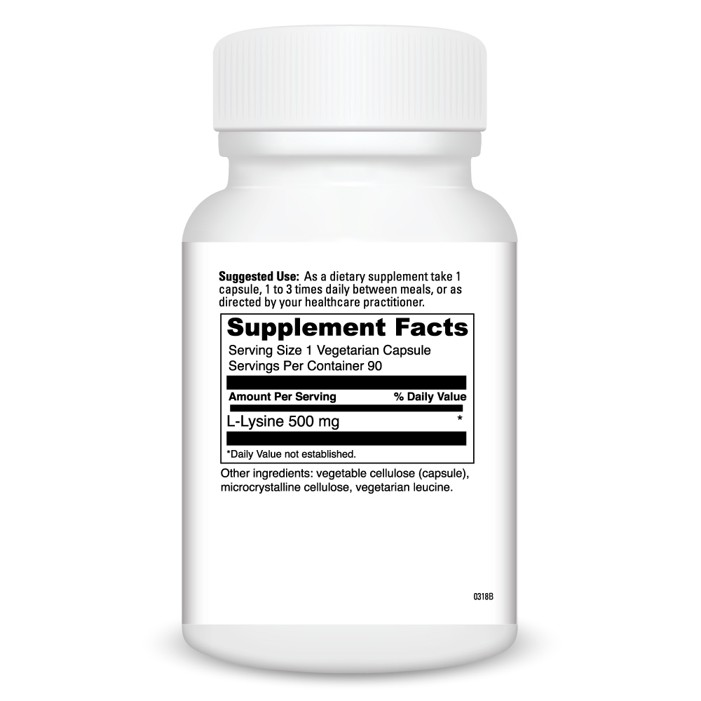 L-Lysine Capsules Supplement Facts Label