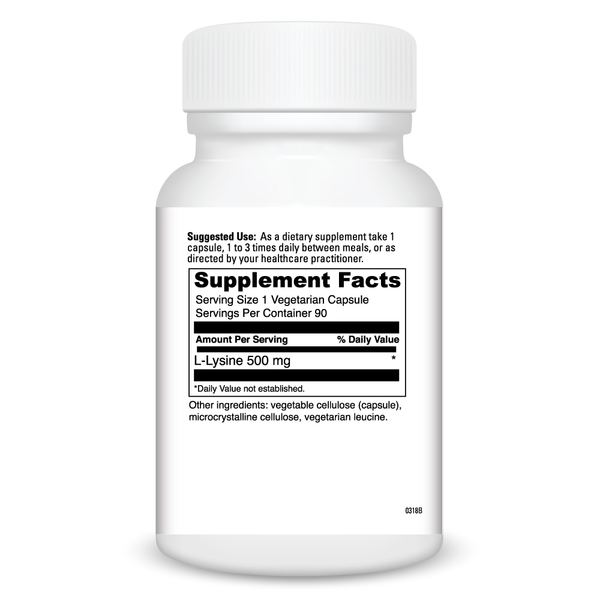 L-Lysine Capsules Supplement Facts Label