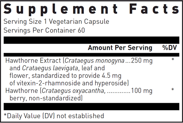 Hawthorne Max-V Supplement Facts Label