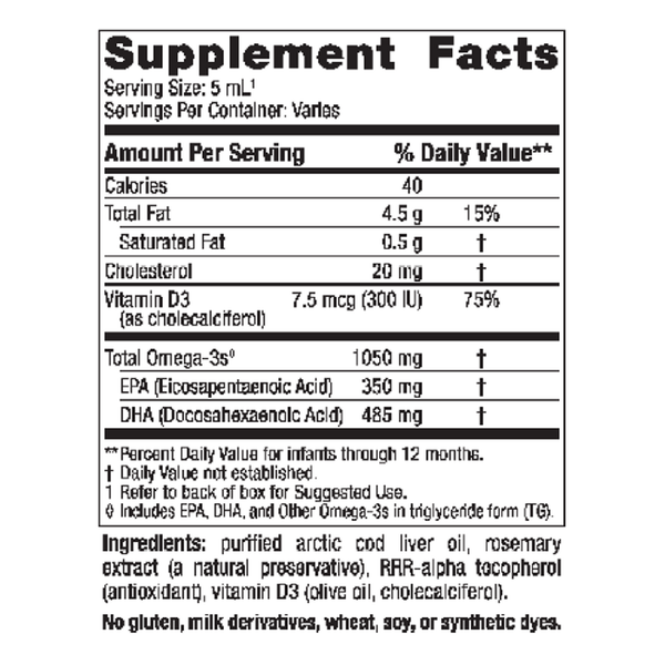 Baby's DHA Supplement Facts Label