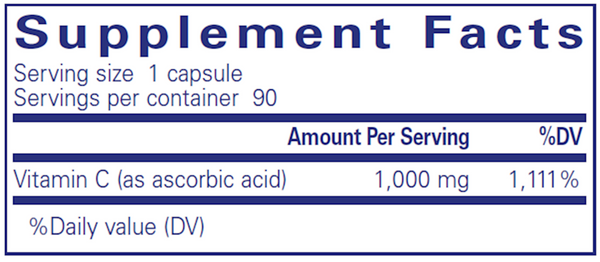 Ascorbic Acid Capsules Supplement Facts Label