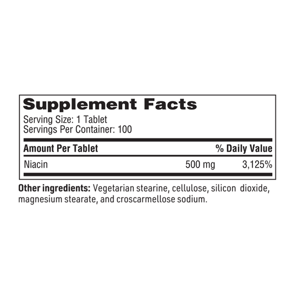 Niacin-SR Supplement Facts Label