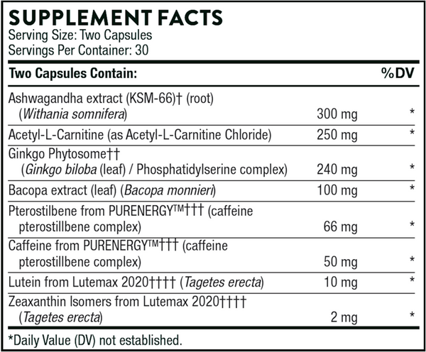 Memoractiv Supplement Facts Label