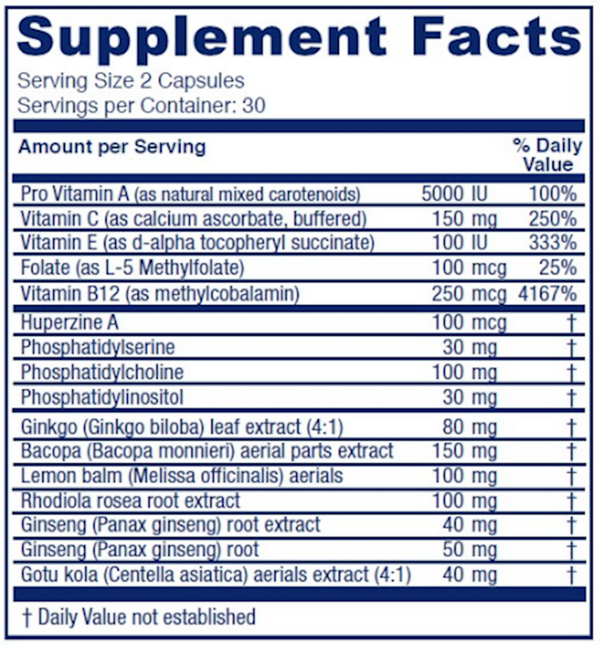 MindBlend Supplement Facts Label