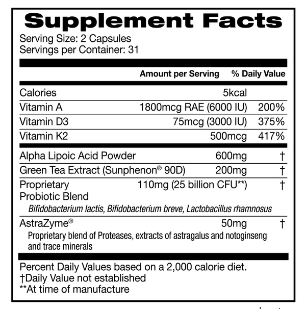 Immunoxym Supplement Facts Label