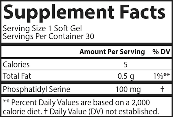 Phosphatidyl Serine 100 mg Supplement Facts Label