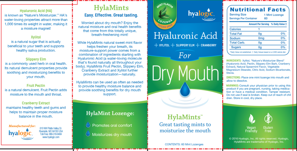 Dry Mouth Lozenge with Hyaluronic Acid Supplement Facts Label