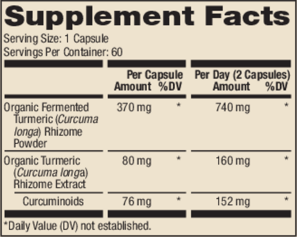 Turmeric, Fermented Supplement Facts Label