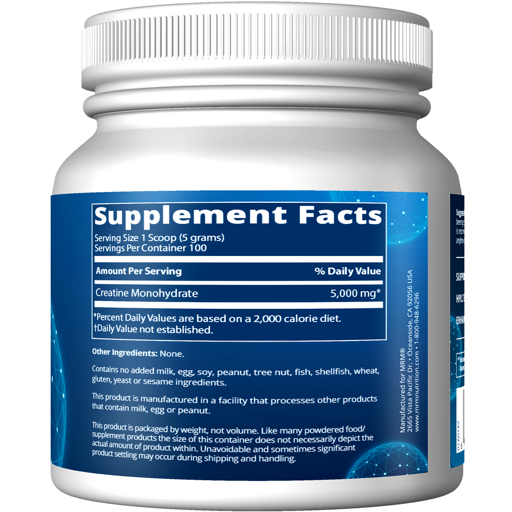 Creatine Monohydrate Supplement Facts Label