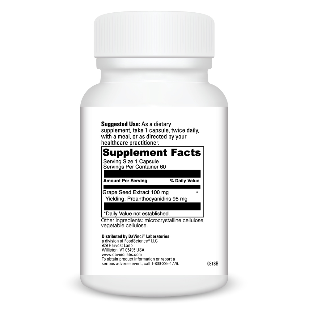 Grape Seed 100 Supplement Facts Label