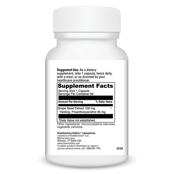 Grape Seed 100 Supplement Facts Label