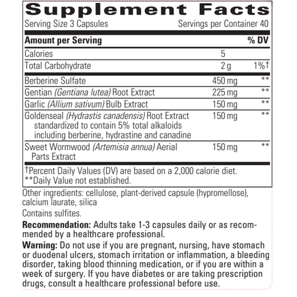 Para-Gard Intestinal Support Supplement Facts Label