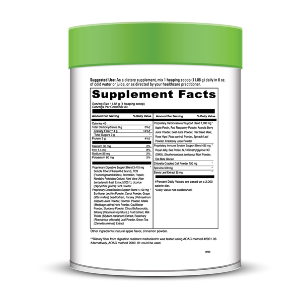 Spectra Greens Supplement Facts Label