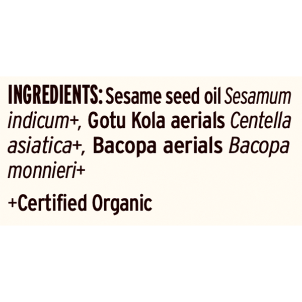 Brahmi Oil Sesame Supplement Facts Label