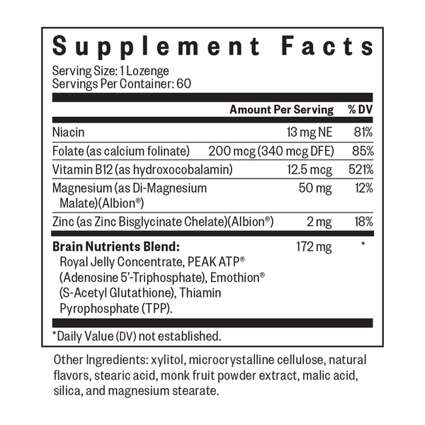 Brain Nutrients Supplement Facts Label