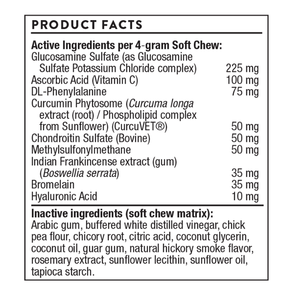 Joint Support Formula Supplement Facts Label