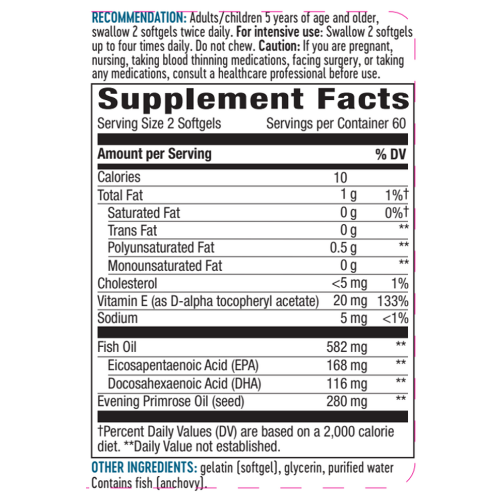 EFA Blend for Children Supplement Facts Label