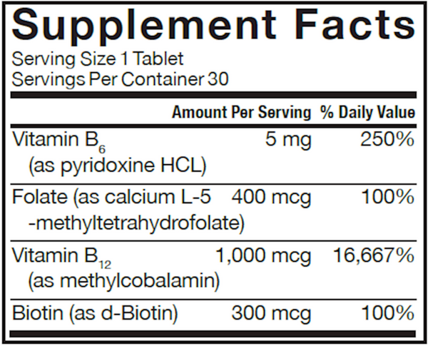 Active B-Complex Supplement Facts Label