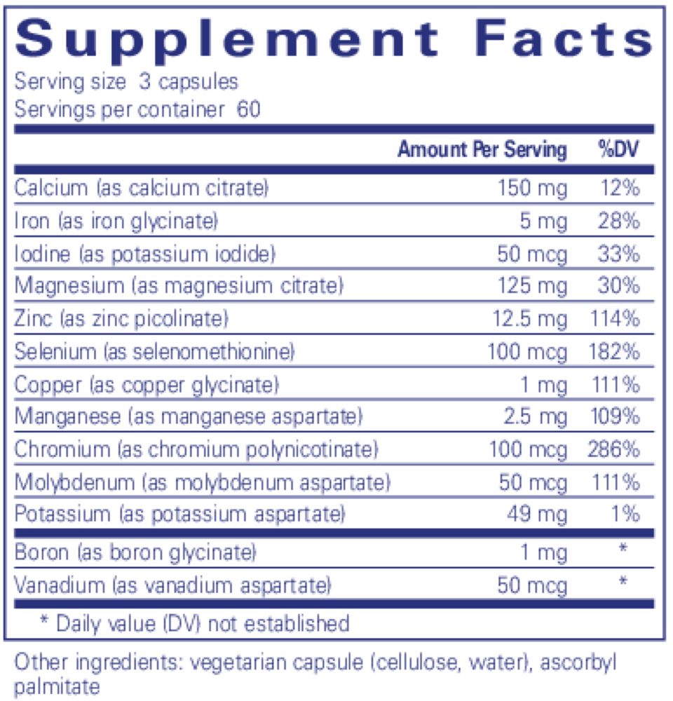 Mineral 650 Supplement Facts Label