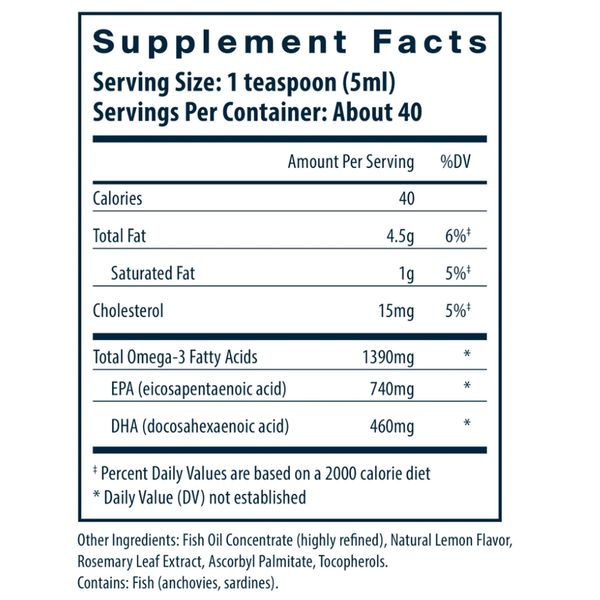 Ultra Pure® Fish Oil 1400 Triglyceride Form Supplement Facts Label