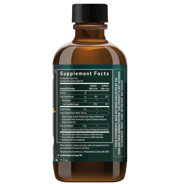 GaiaKids® Bronchial Wellness Syrup Supplement Facts Label