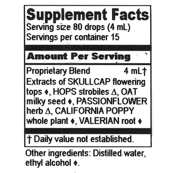 Phytocalm Supplement Facts Label