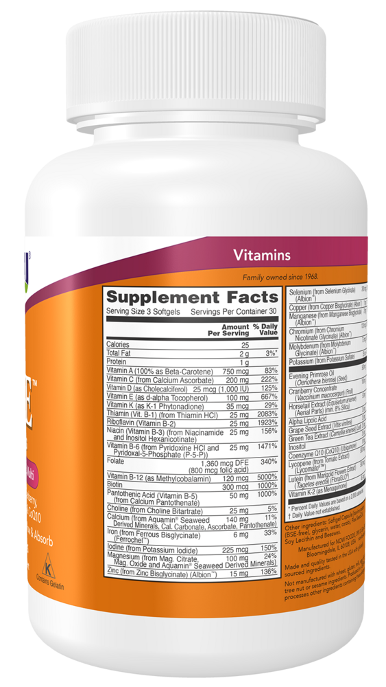 Eve Women's Multi Supplement Facts Label