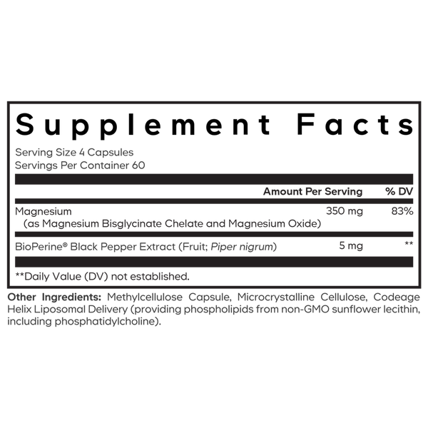 Liposomal Magnesium Glycinate Supplement Facts Label